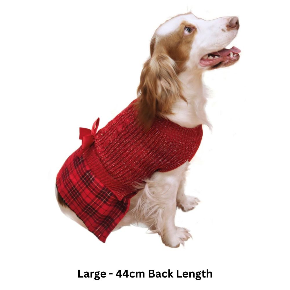 Cupid & Comet | Christmas Dog Outfit | Tartan Jumper Dress