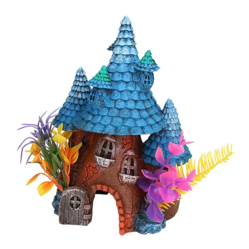 Rosewood Blue Roof Pixie House Aquatic Ornament
