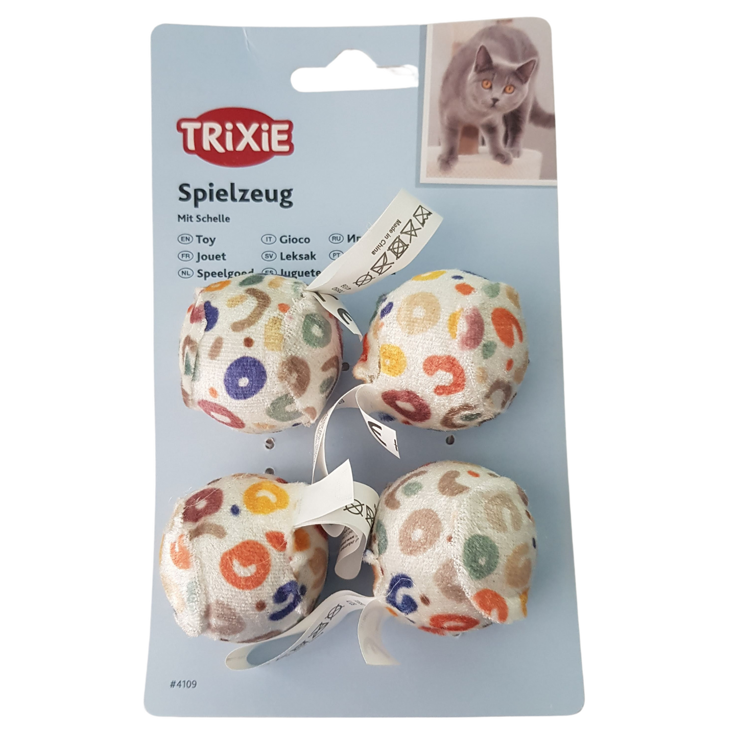 Trixie Set of Toy Balls with Leopard Print - Engaging Cat Play with Bells (4 Pcs)