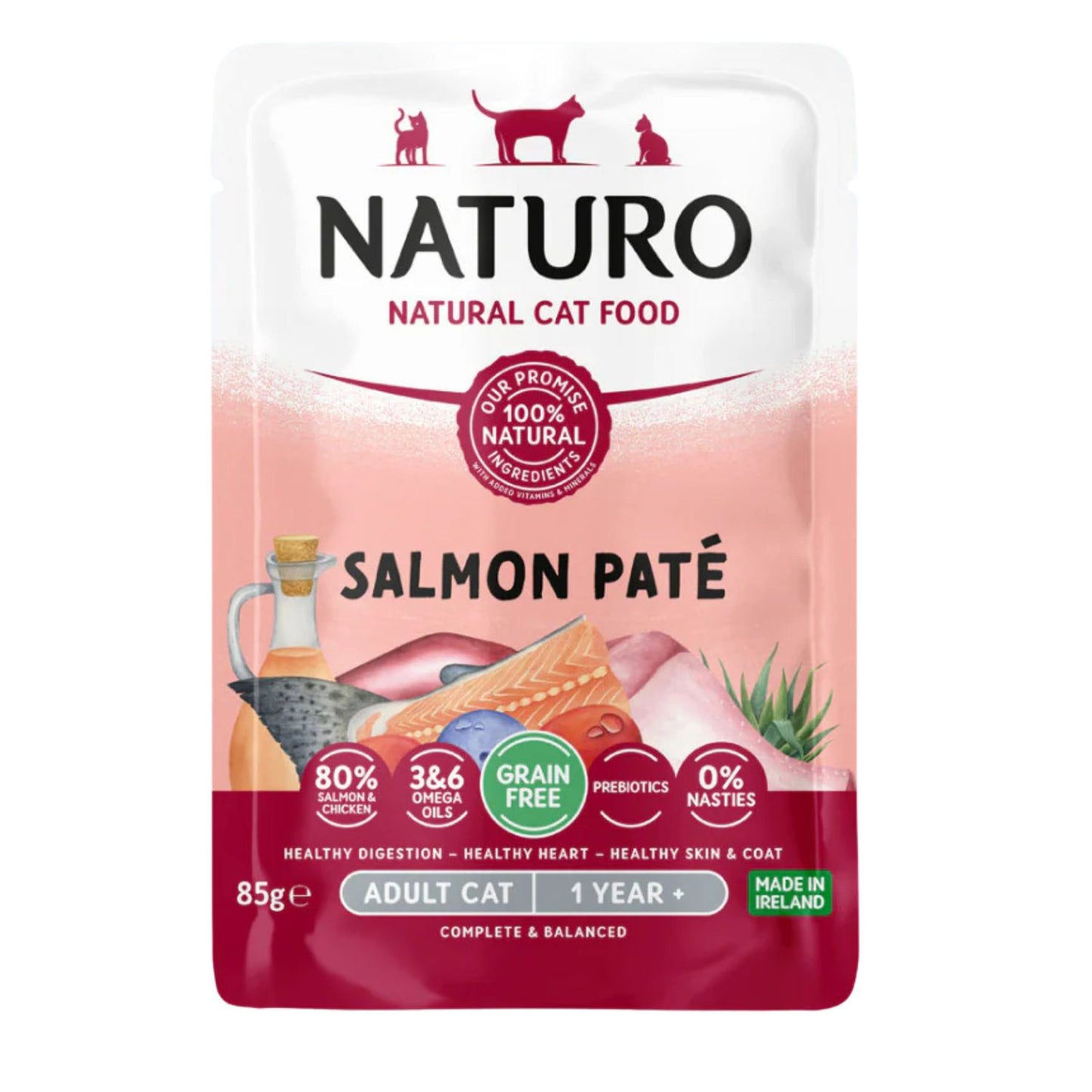 Naturo Grain Free Wet Cat Food Salmon Pt 85g | Hypoallergenic Cat Food