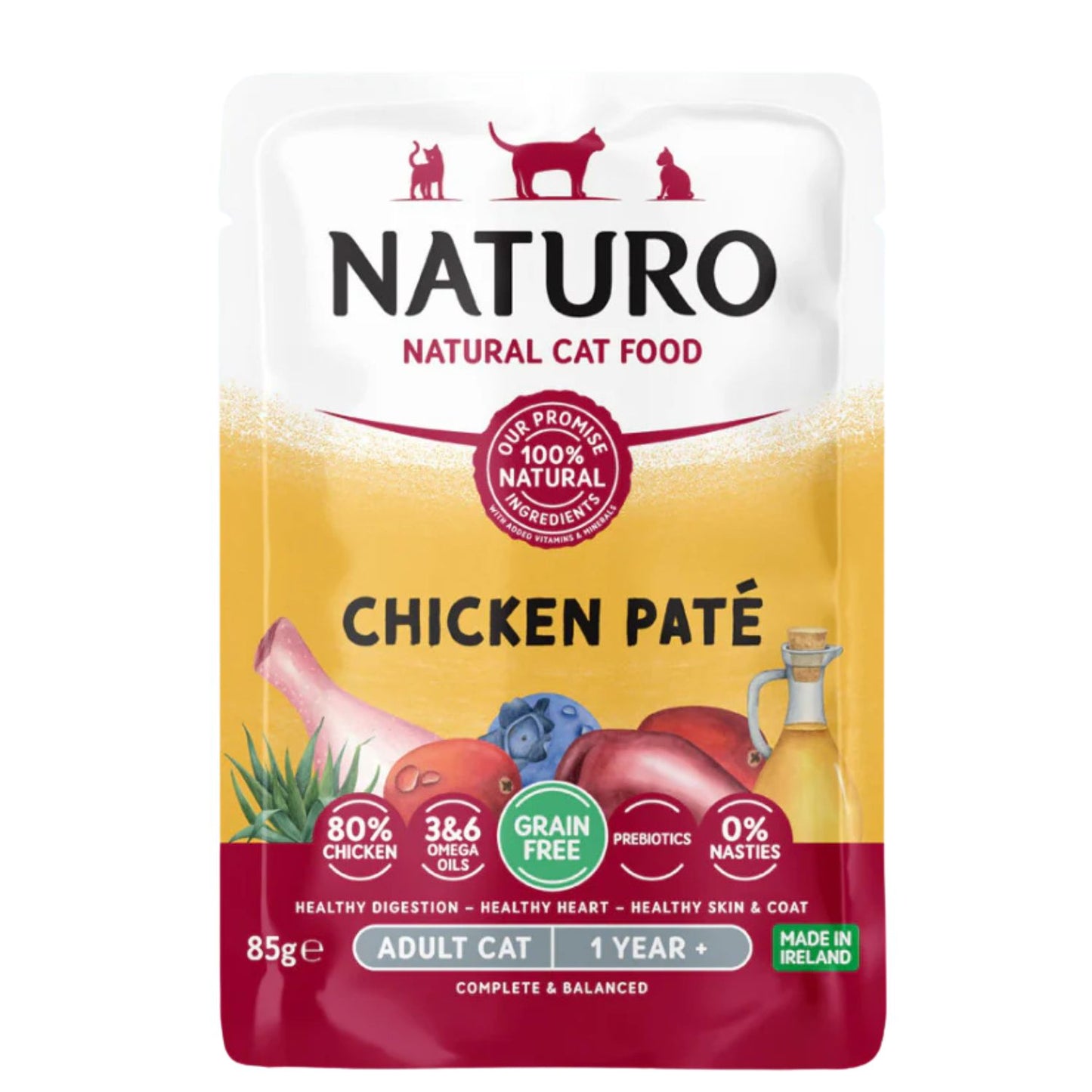 Naturo Grain Free Wet Cat Food Chicken Pt 85g | Hypoallergenic Cat Food