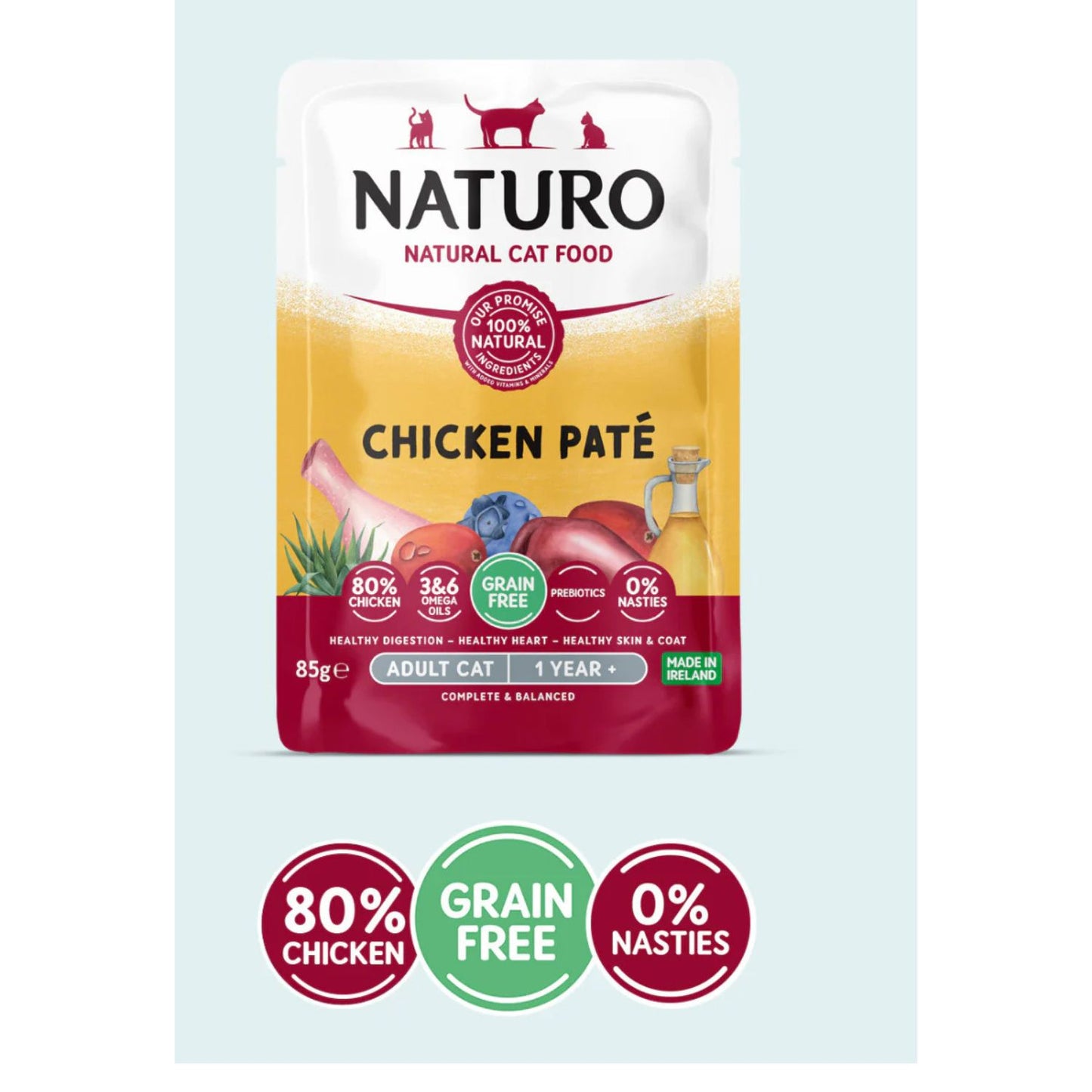 Naturo Grain Free Wet Cat Food Chicken Pt 85g | Hypoallergenic Cat Food