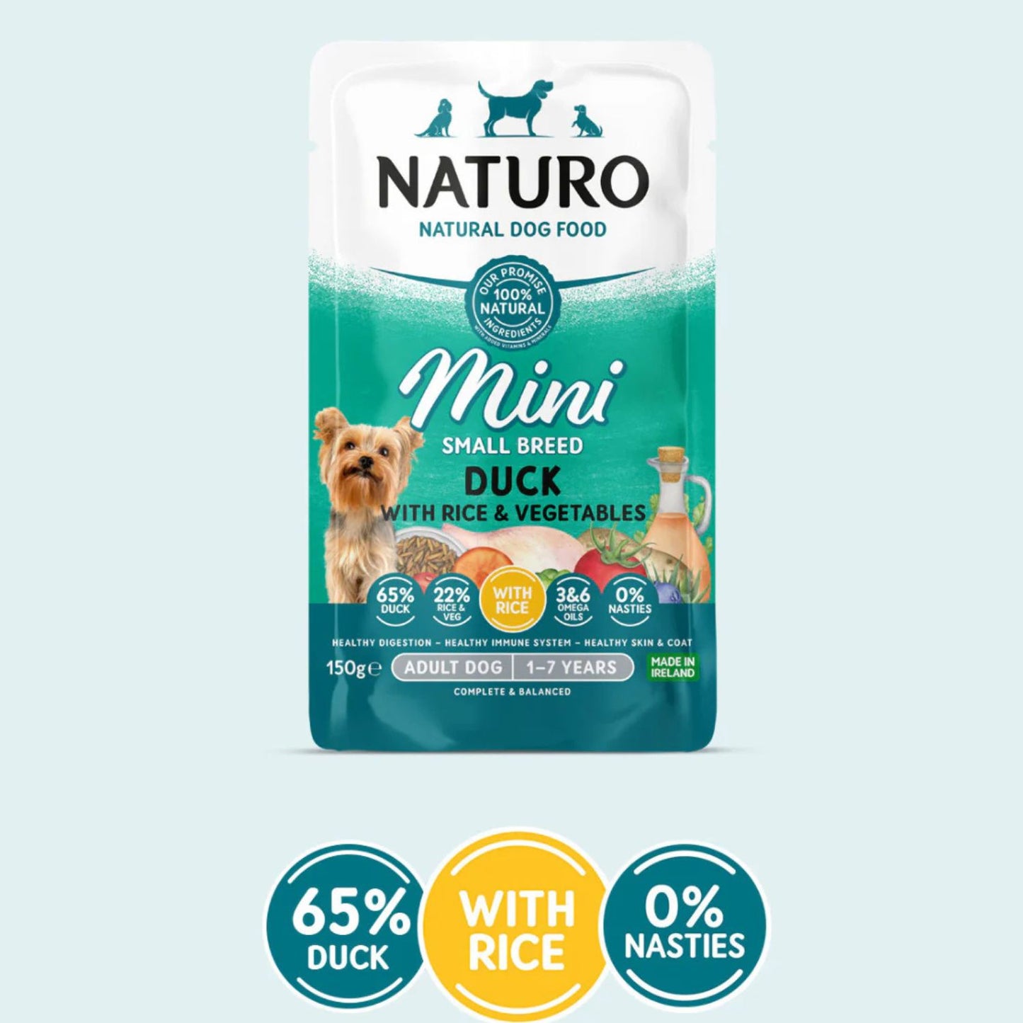 Naturo Duck with Rice & Vegetables Mini Gluten Free Wet Dog Food Pouch 150g