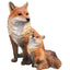 Vivid Arts Fox Cub with Mother A | Realistic Garden Ornament | Weatherproof Fox Statue