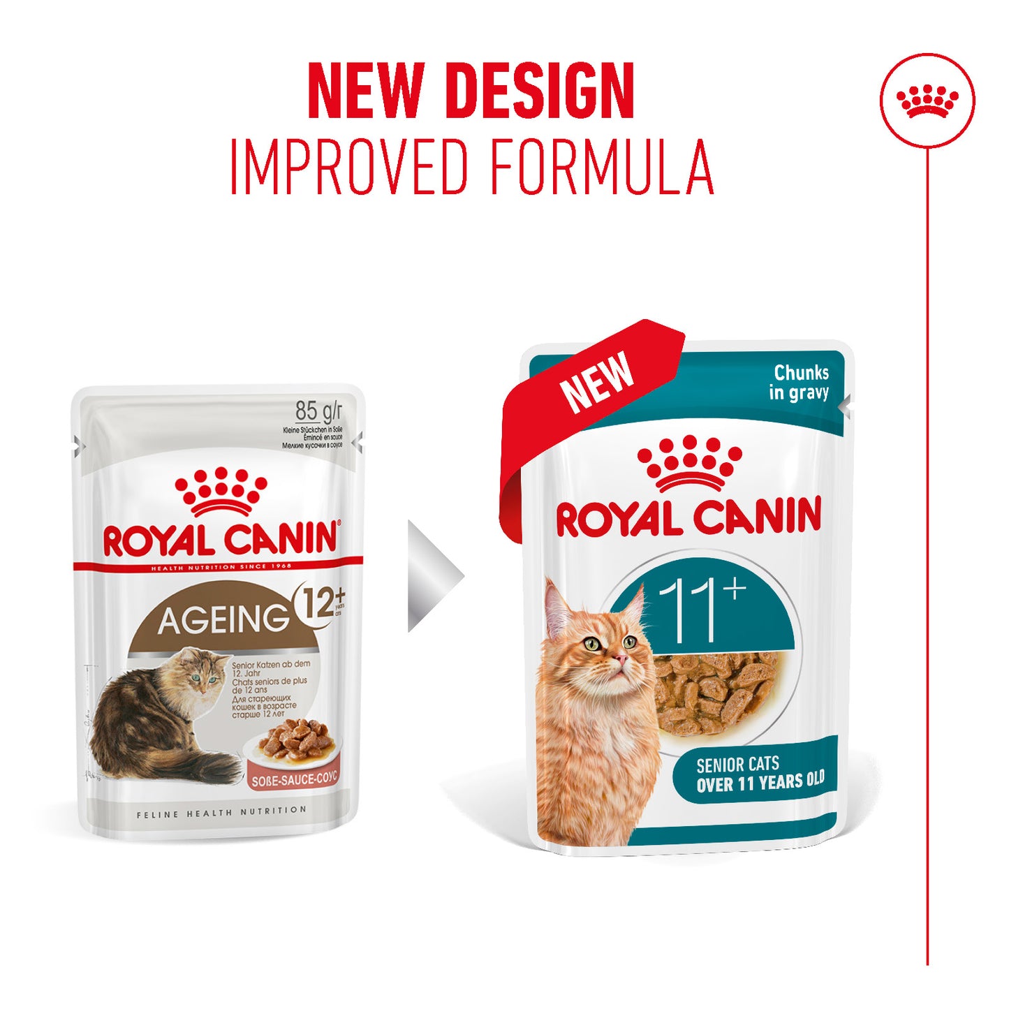 Royal Canin | Ageing 11+ Wet Cat Food Pouch In Gravy | Senior Cat Nutrition | 85g