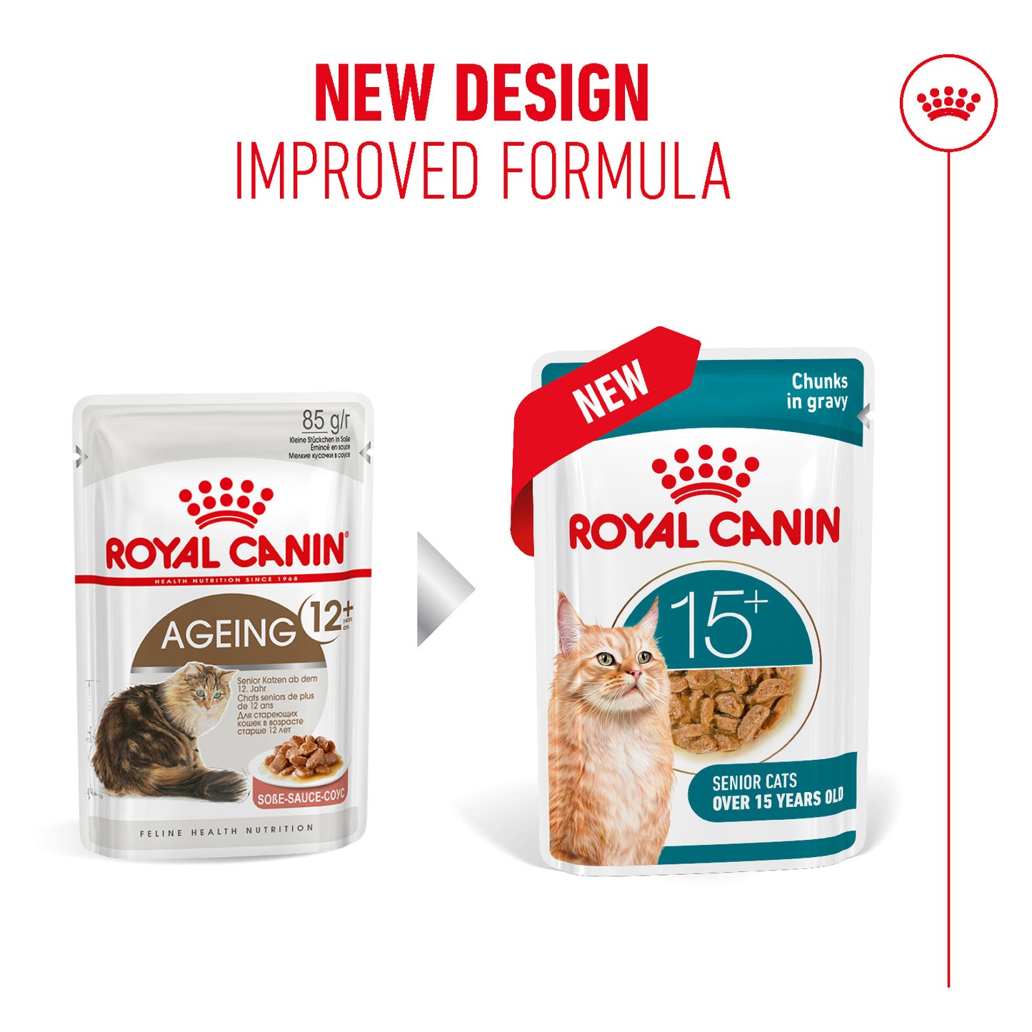 Royal Canin | Ageing 15+ Wet Cat Food Pouch In Gravy | Senior Cat Nutrition | 85g