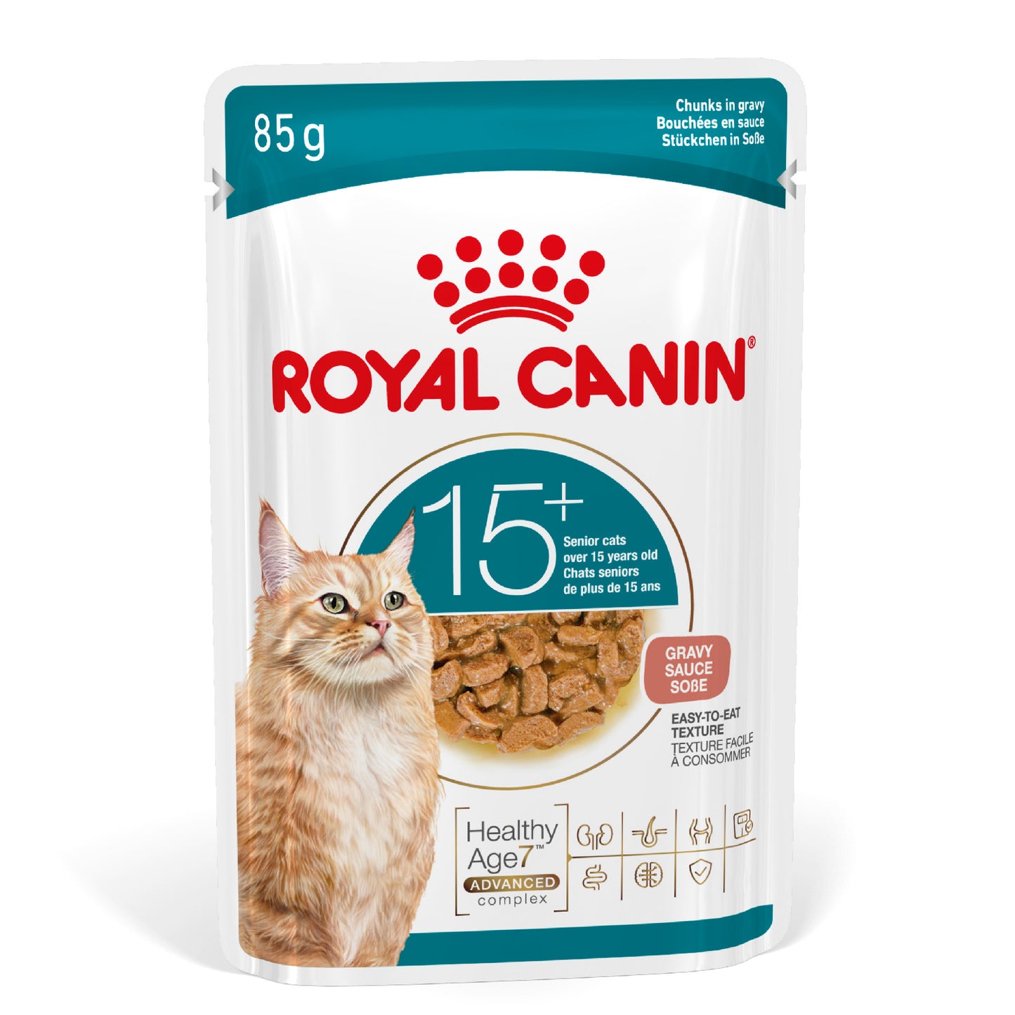 Royal Canin | Ageing 15+ Wet Cat Food Pouch In Gravy | Senior Cat Nutrition | 85g