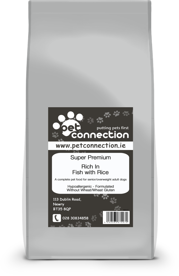 Fish & Rice (Senior, Light, Low Fat) | Hypoallergenic Dry Dog Food | Super Premium by Pet Connection