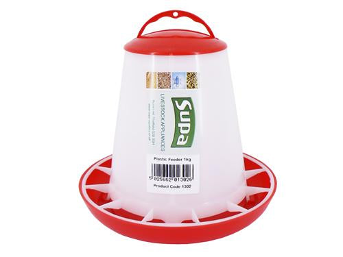 Supa Red & White Poultry Feeder | Durable, UK-Made, Twistlock Base