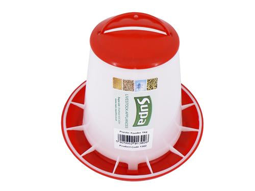 Supa Red & White Poultry Feeder | Durable, UK-Made, Twistlock Base