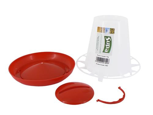 Supa Red & White Poultry Feeder | Durable, UK-Made, Twistlock Base