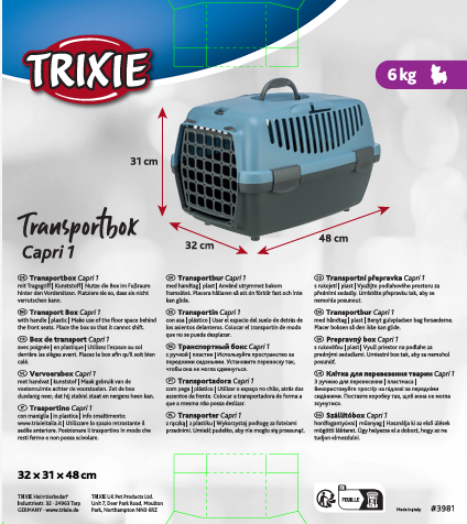 Trixie Transport Box Capri Extra Small Carrier Grey/Blush Up to 6kg