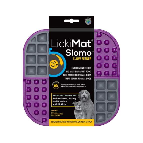 Lickimat Slomo Dog Treat Mat Purple 20cm | Calming & Slow Feeder