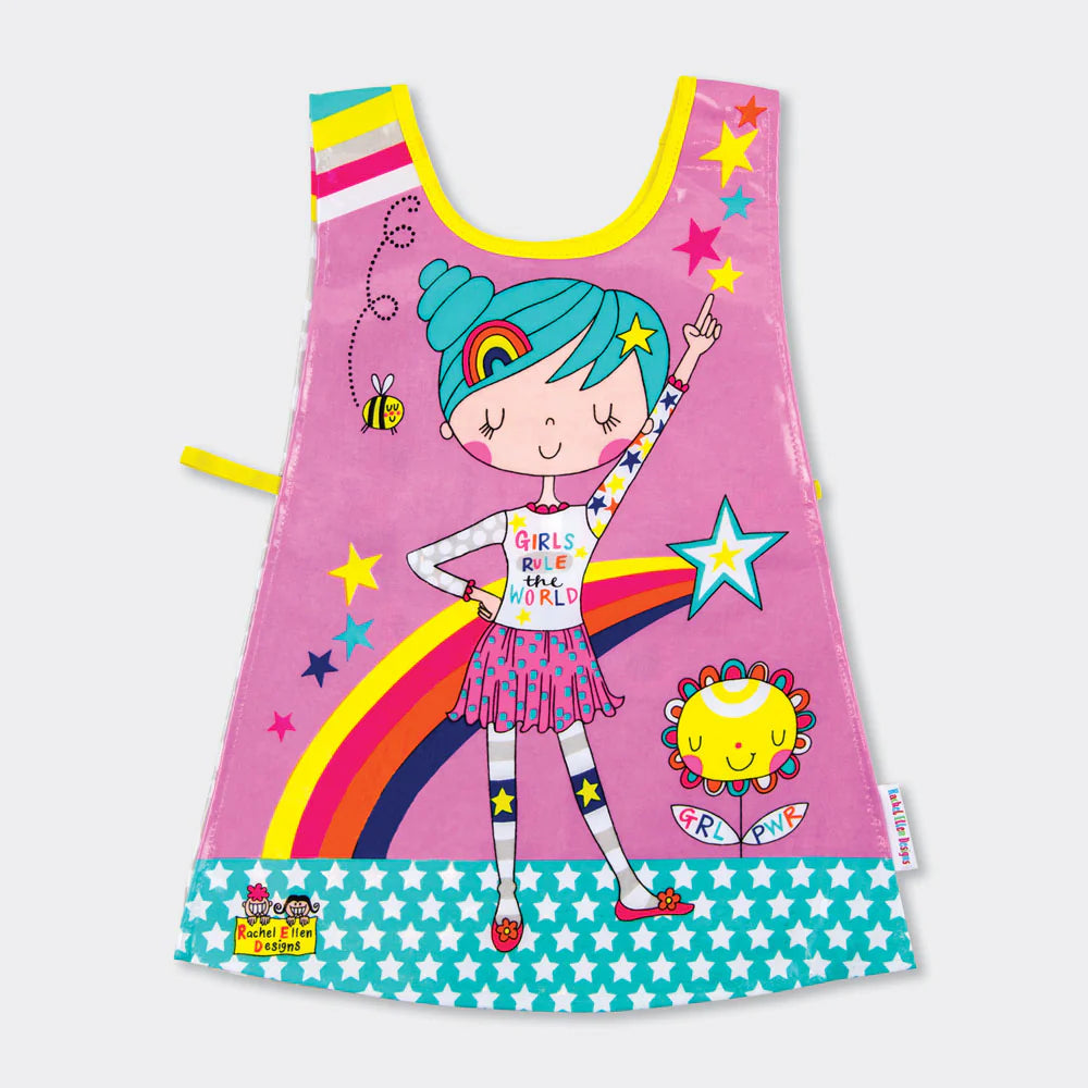 Childrens Apron Tabard Girls Rule the World (Suki Starburst) | Rachel Ellen Designs