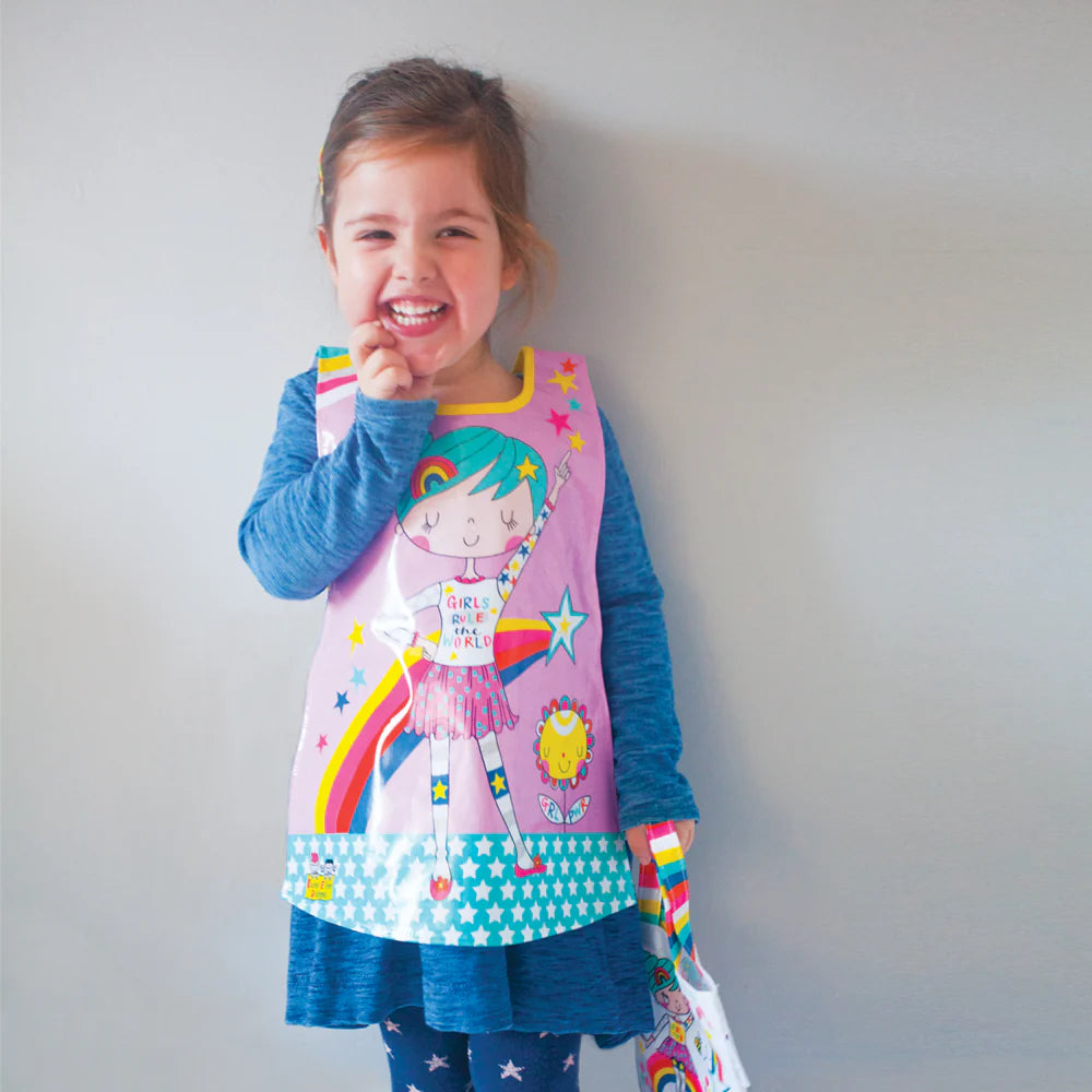 Childrens Apron Tabard Girls Rule the World (Suki Starburst) | Rachel Ellen Designs
