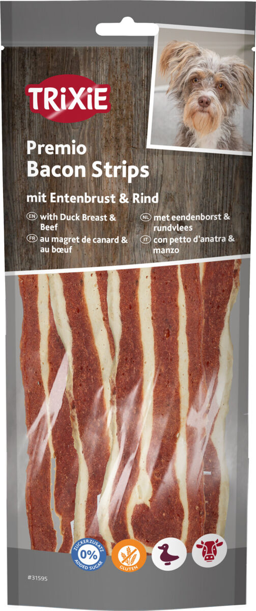 Trixie Bacon Strips with Duck Breast & Beef 80G – Soft Gluten‑Free Meaty Dog Treats