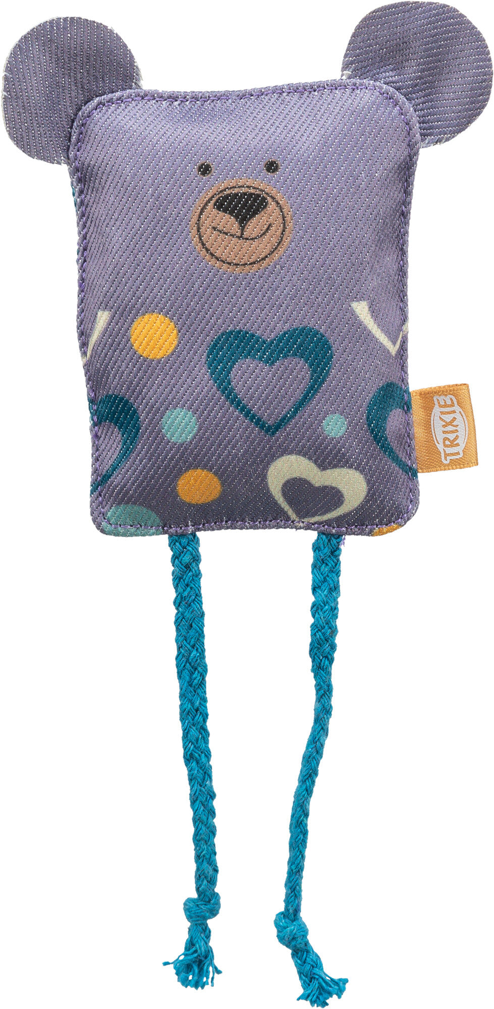 Trixie | Cat Play Cushion | Soft Fabric Toy with Rustling Foil & Strings | 10cm | Assorted Colours