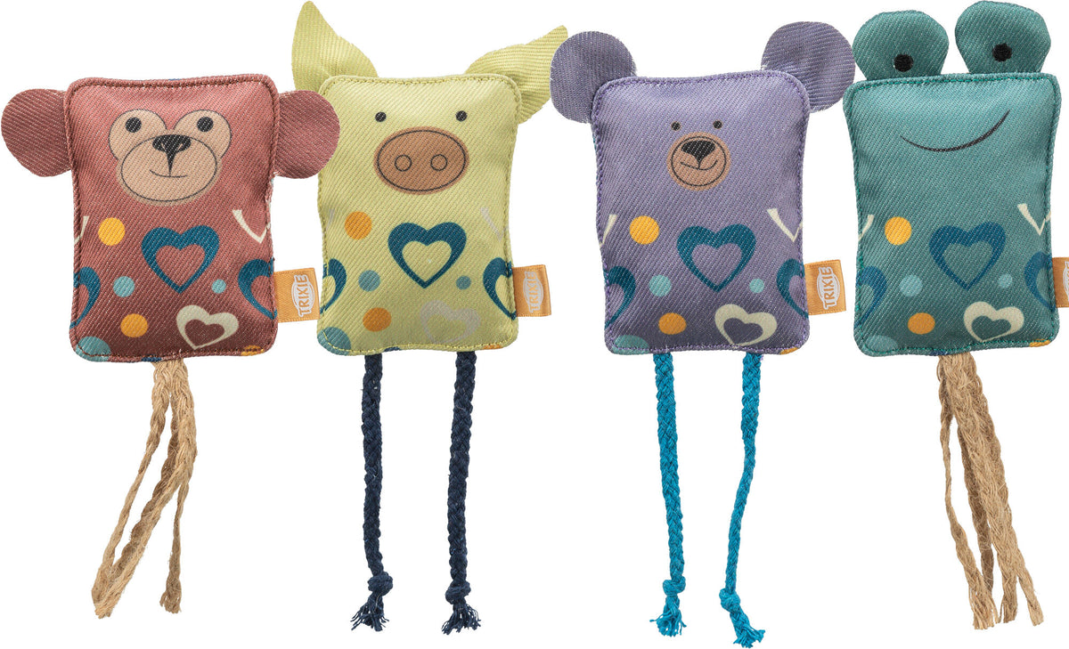 Trixie | Cat Play Cushion | Soft Fabric Toy with Rustling Foil & Strings | 10cm | Assorted Colours