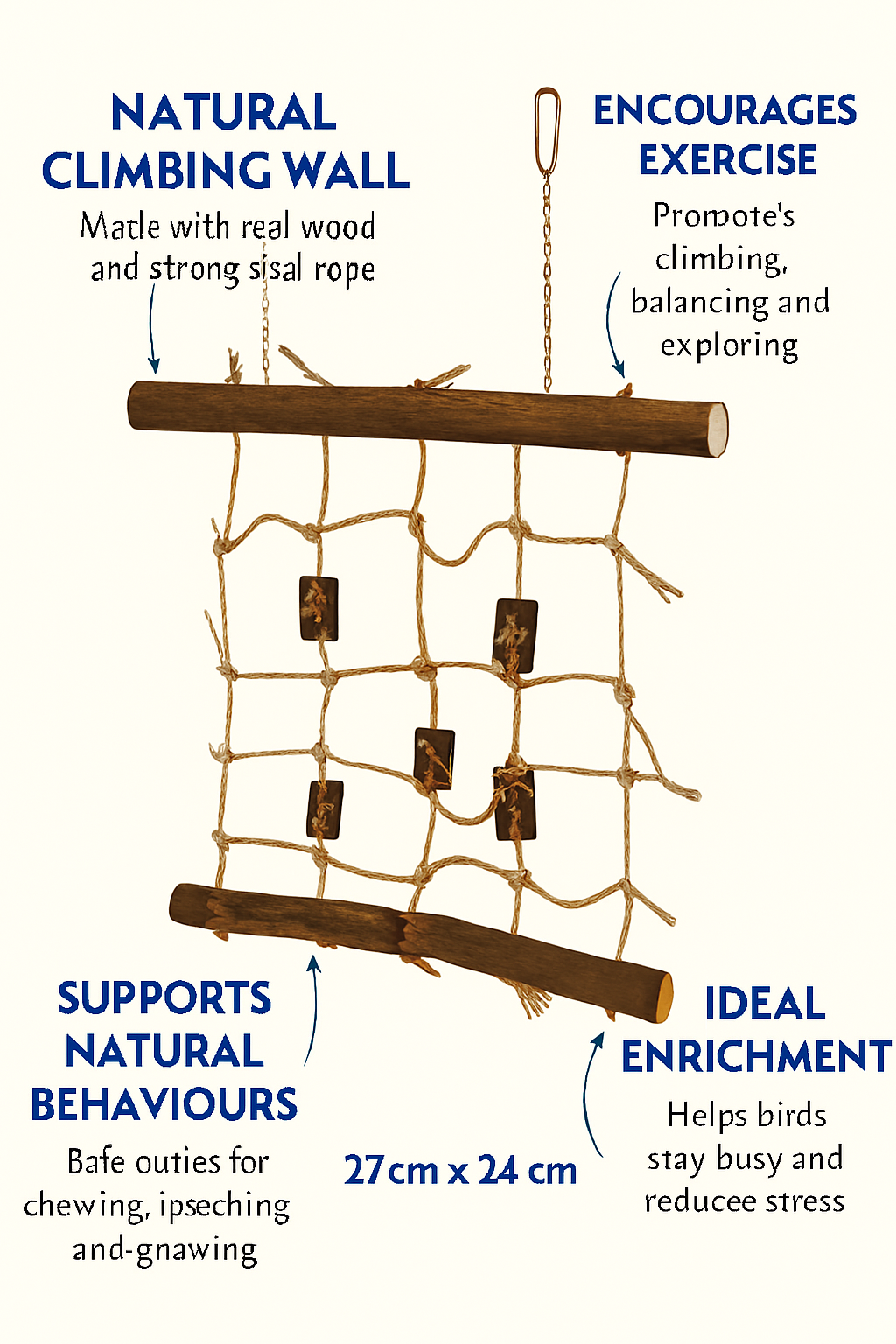 Trixie | Natural Living Rope Bird Climbing Wall | Activity Toy