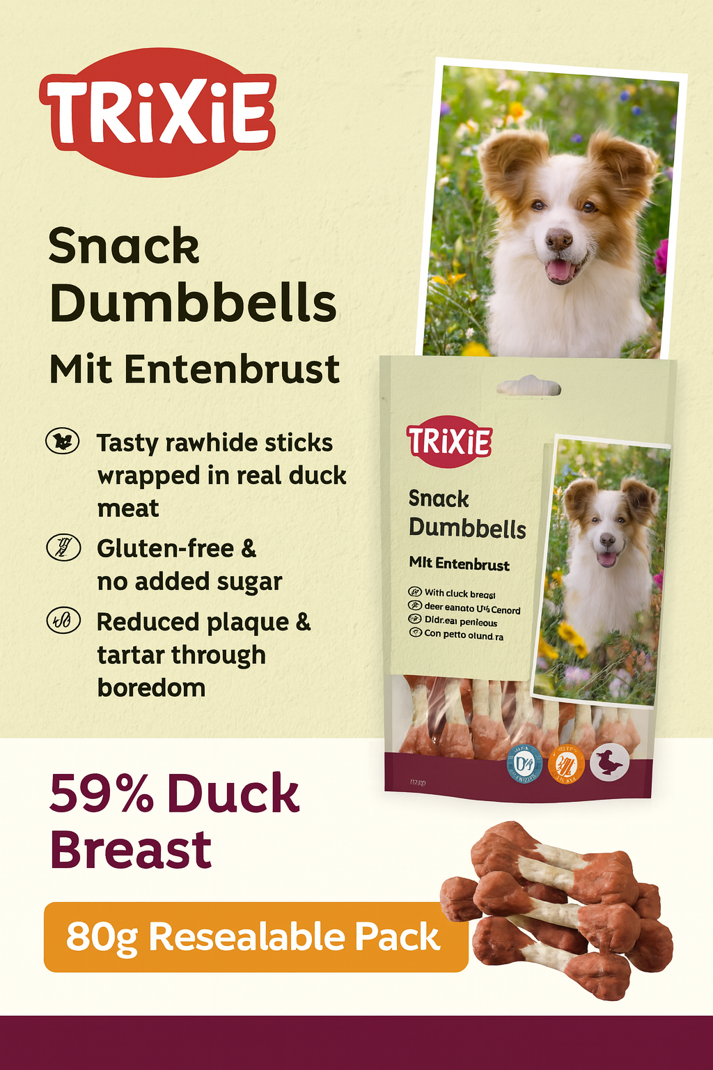 Premio Duck Bites with Rawhide - 100g Dog Treats by Trixie