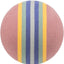 Pink ball with multicolored stripes on a white background