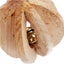 Wooden small pet toy with a gold bell interior on a white background