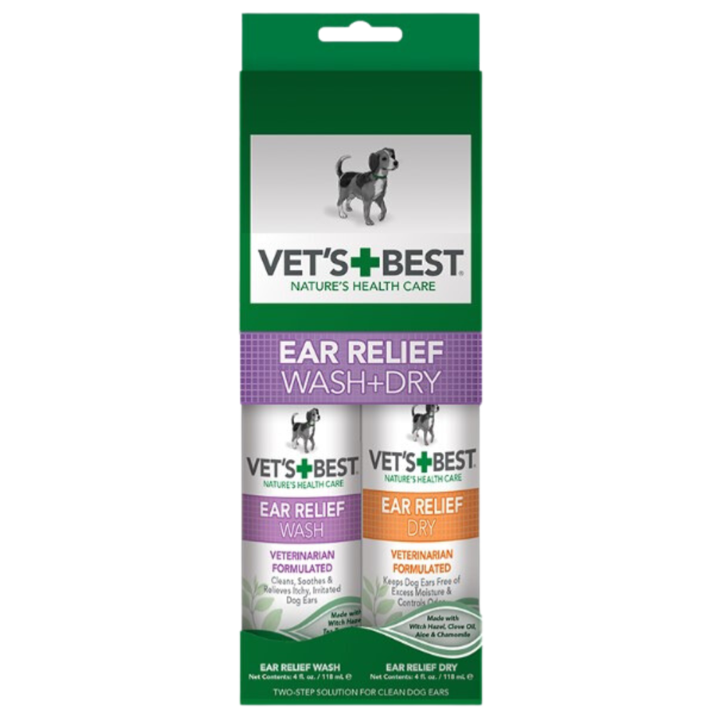 Vet's Best | Dog Ear Cleaning | 2 Piece Wash & Dry Relief Kit