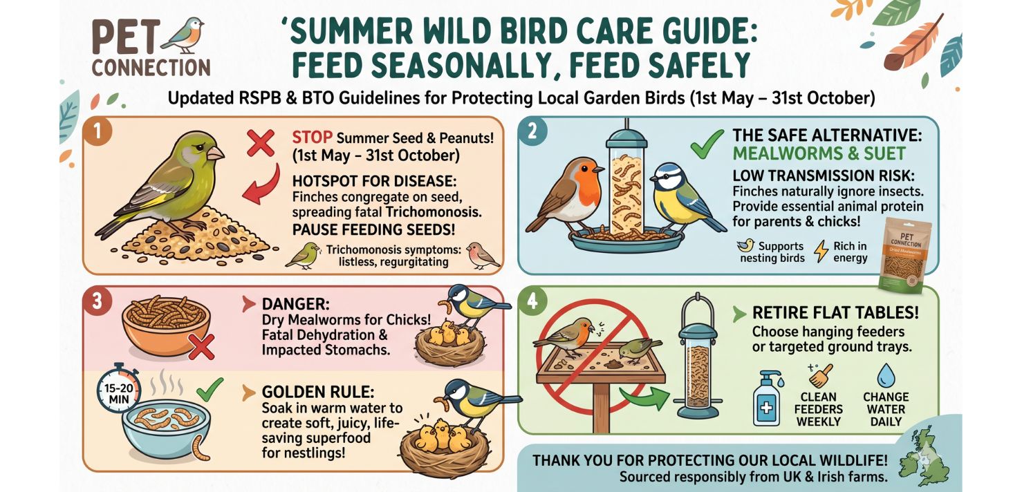 Summer wild bird care guide with tips on feeding and protecting local garden birds.