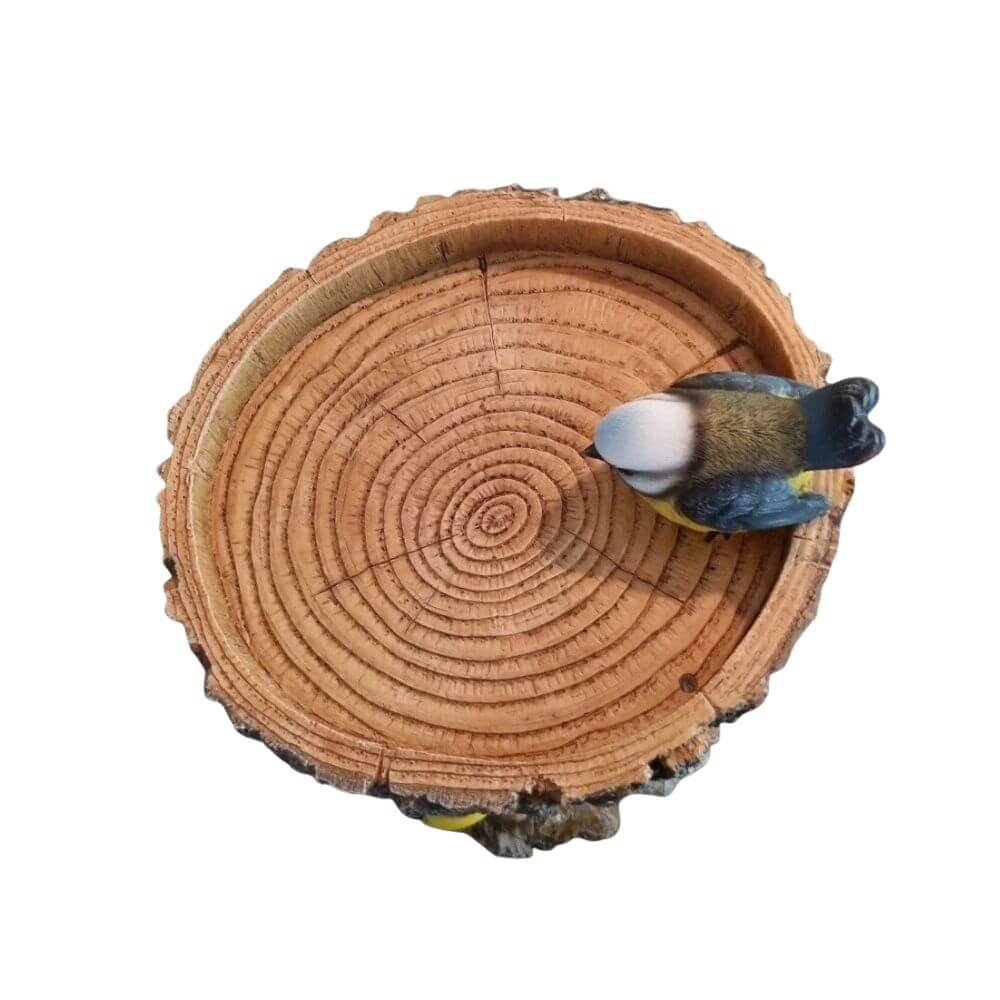 Vivid Arts Treetrunk Feeder Wtih Bluetits Garden Ornament