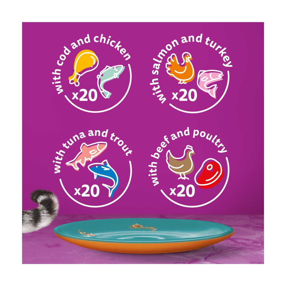 WHISKAS | Adult Wet Cat Food Pouches | Duo Surf & Turf In Jelly - 80 x 85g