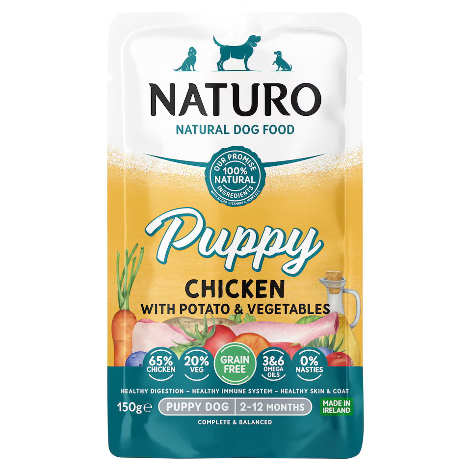 Naturo Puppy Grain Free Chicken with Potato & Vegetables Grain Free Wet Dog Food Pouch 150g