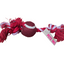 Dog toy with red ball and rope on a white background, branded 'Pets Inc'.