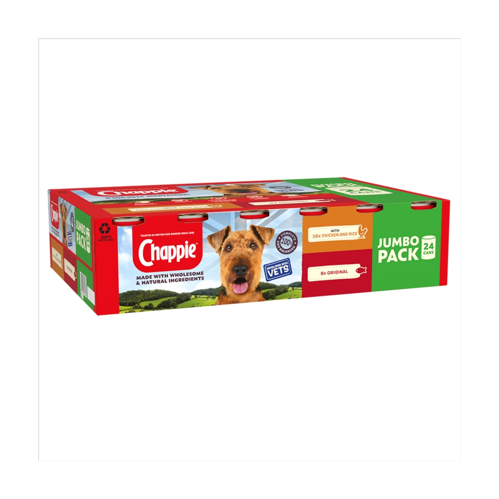 Chappie Wet Dog Food Tins Mixed Flavour (24 x 412g) Original
