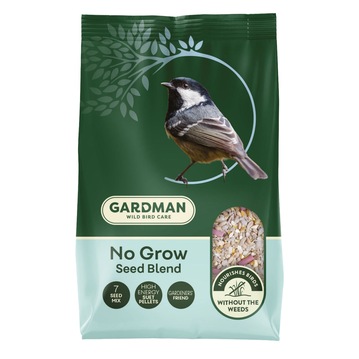 Gardman No Grow Seed Mix Wild Bird Food 12.55kg Non-Germinating High-Energy Blend for UK & Irish Gardens
