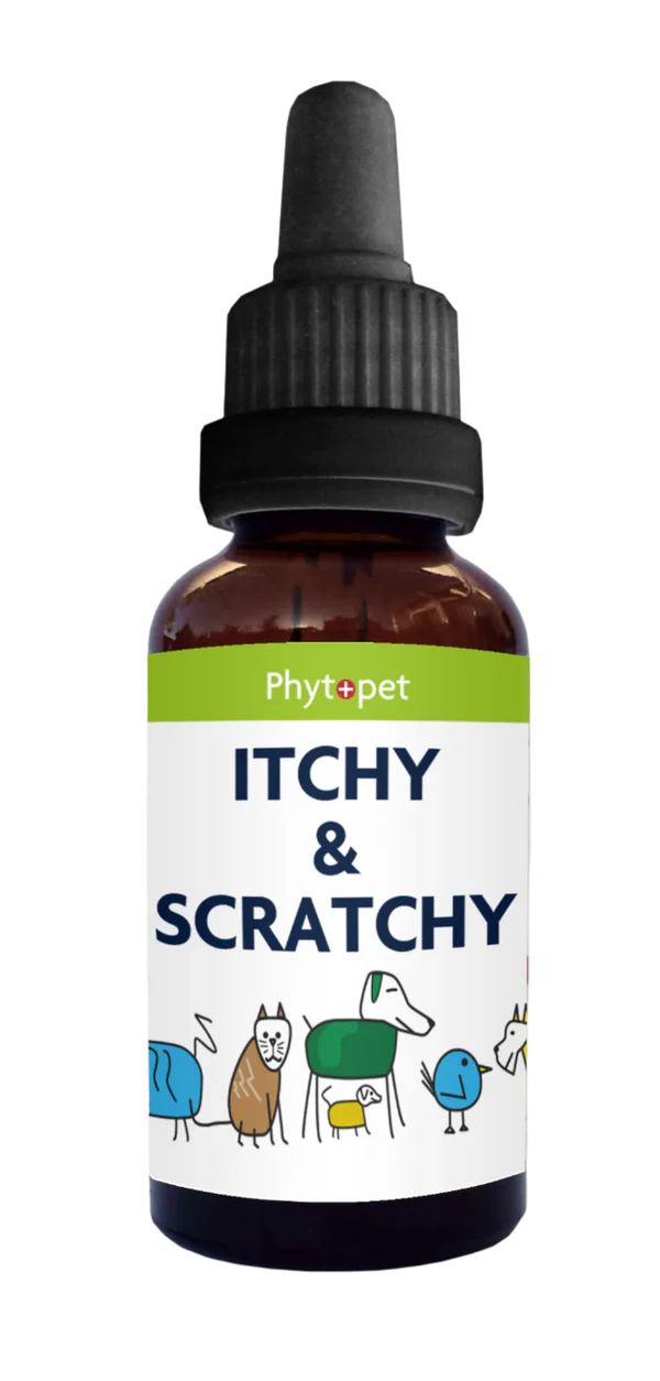 Bottle of Phytopet Itchy & Scratchy product on a white background