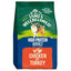A bag of James Wellbeloved High Protein Adult cat food, Chicken and Turkey flavor. The packaging features a dark green top section with white text and images of a long-haired cat and an orange tabby cat, a blue middle section, and an orange bottom section.