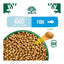 Cat food packaging graphic for Light Recipe Adult Fish cat food, 1-7 years. Shows brown kibble pellets in a green bowl, a single kibble piece labeled 8 mm, and a 'NEW SHAPE' badge on a white background with green and blue branding.