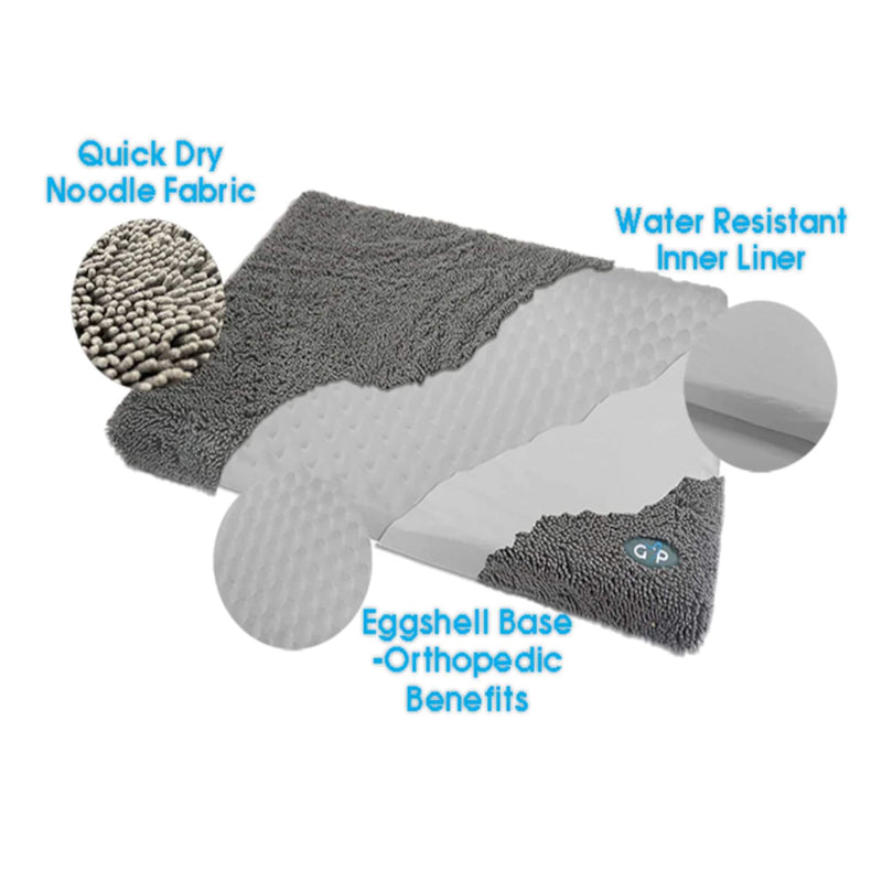 Gorpets | Orthopedic Drying Dog Bed | Grey Noodle
