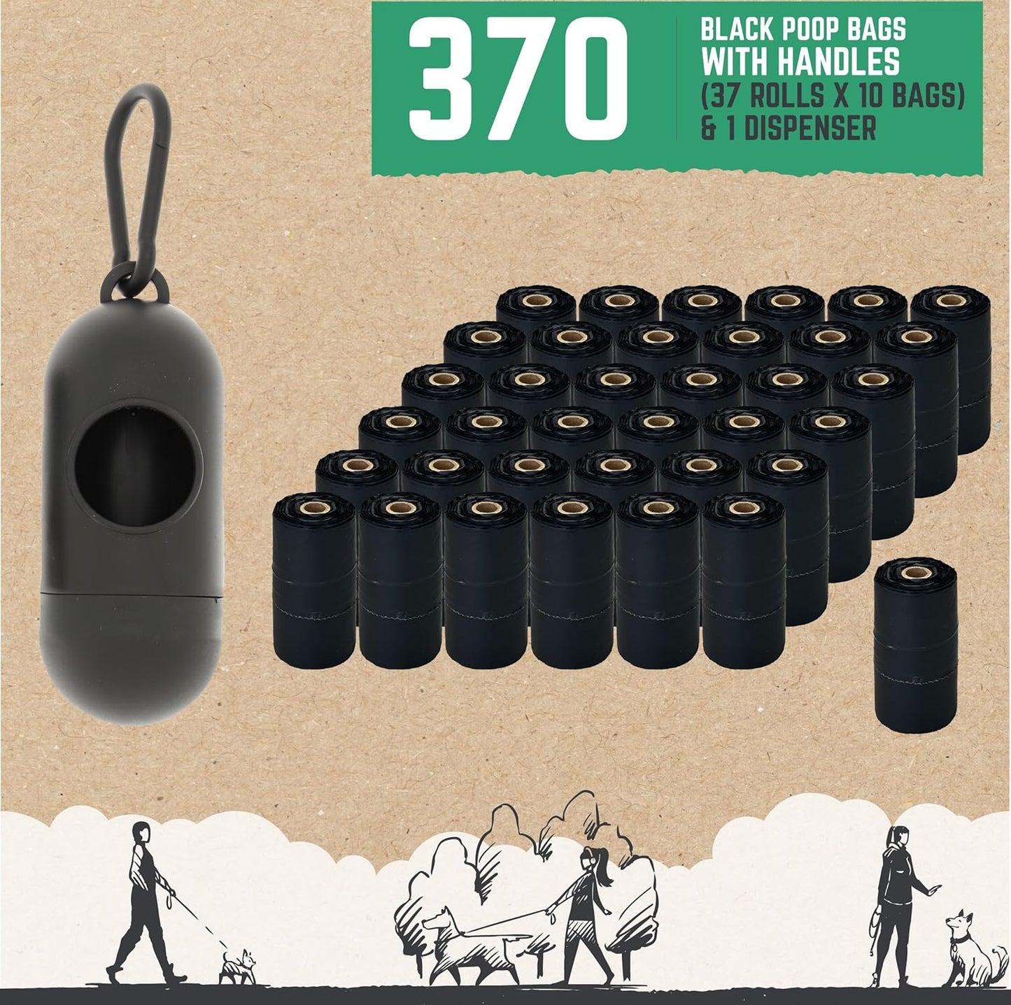 Biodegradable Dog Poop Bags 370 Pack + Dispenser Mega Pack | Rosewood