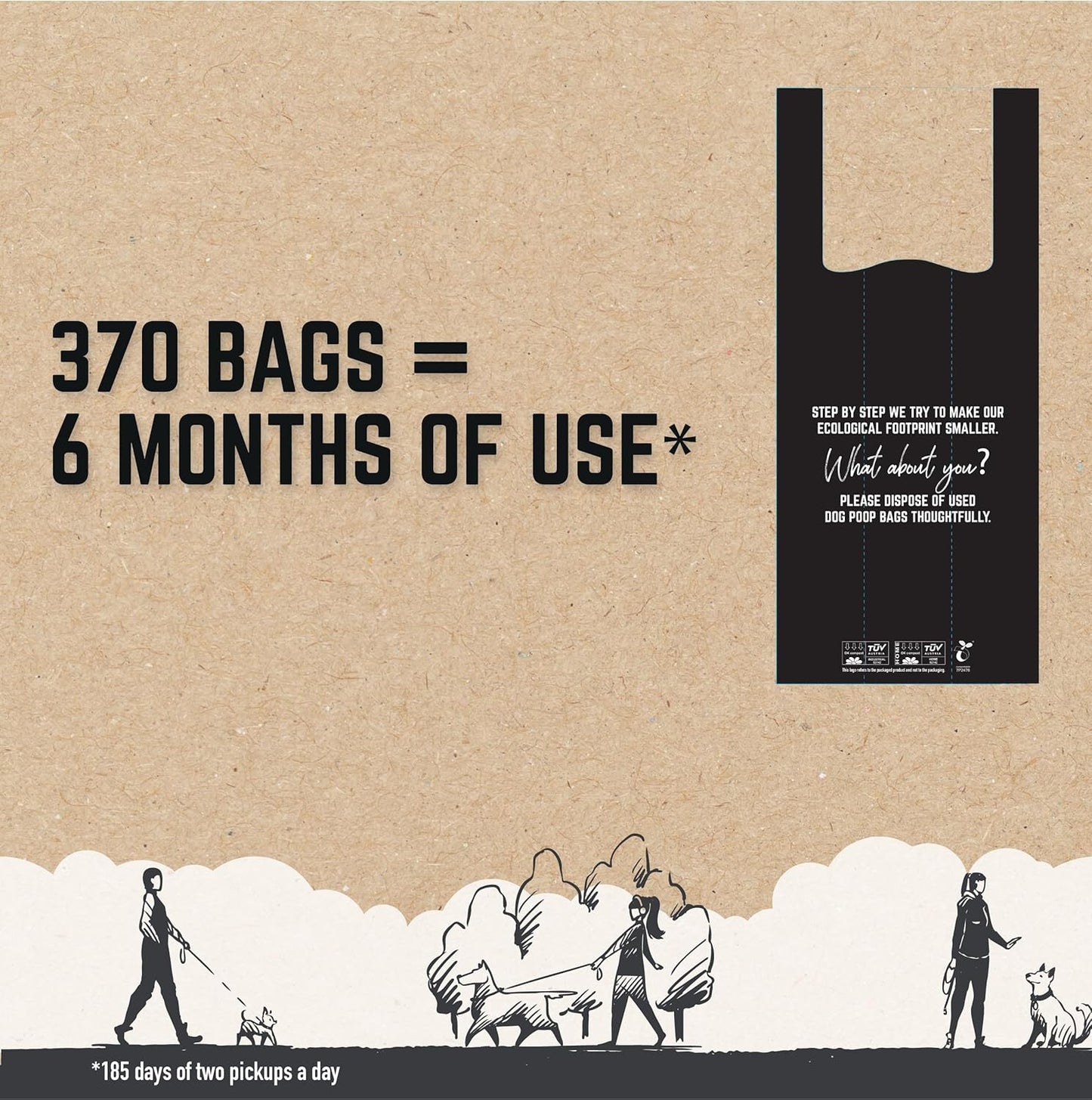 Biodegradable Dog Poop Bags 370 Pack + Dispenser Mega Pack | Rosewood
