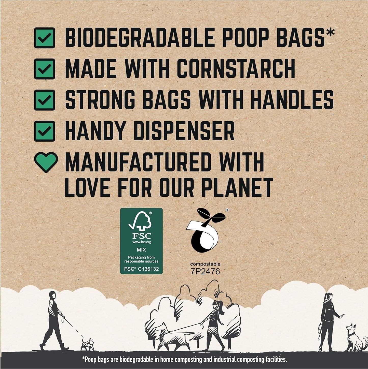 Biodegradable Dog Poop Bags 370 Pack + Dispenser Mega Pack | Rosewood