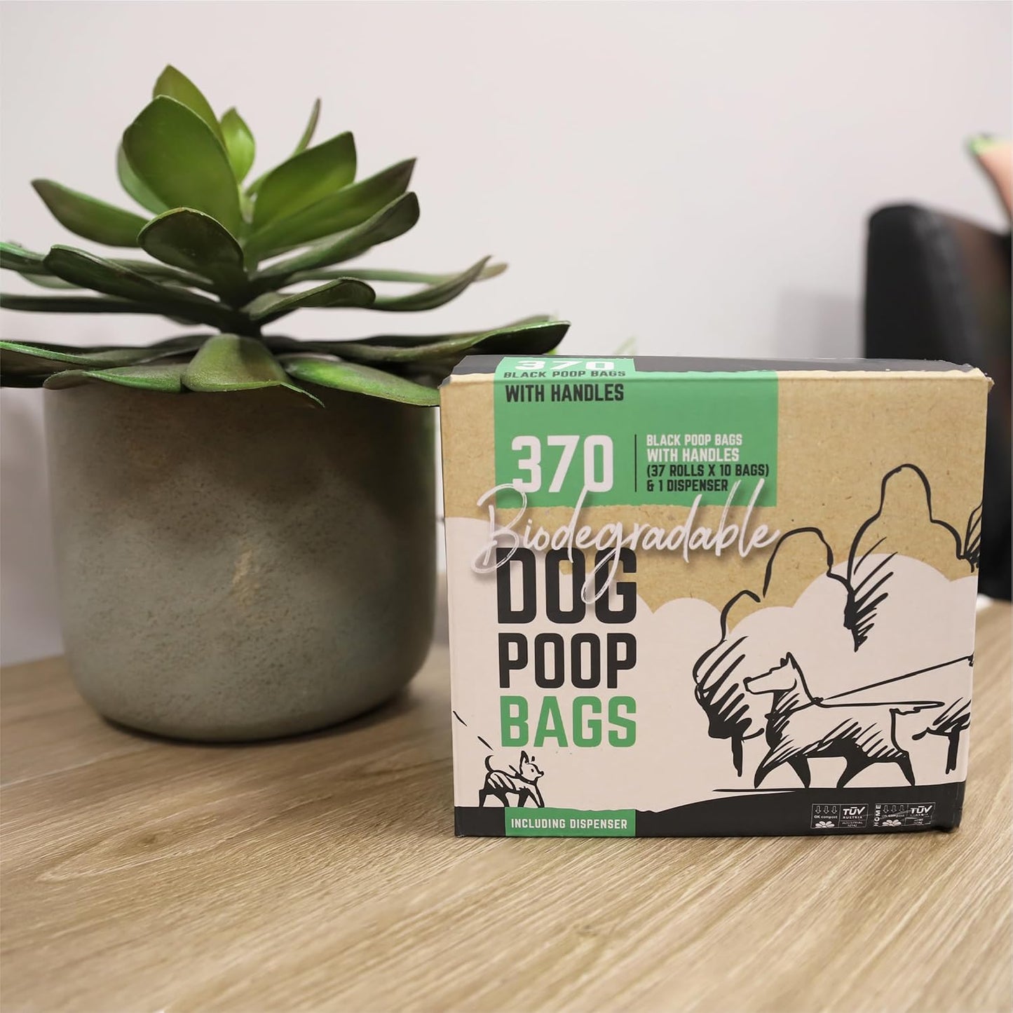 Biodegradable Dog Poop Bags 370 Pack + Dispenser Mega Pack | Rosewood