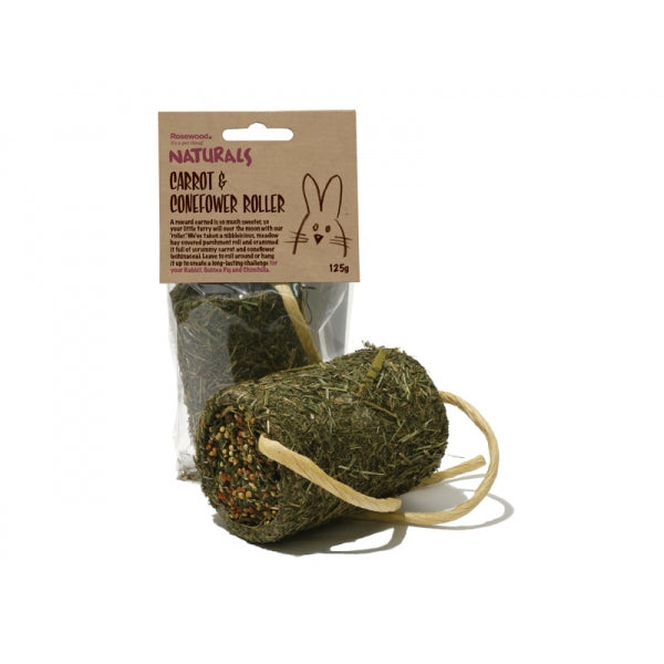 Rosewood Naturals | Small Pet Enrichment Treat | Carrot + Coneflower Roller