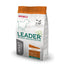 A bag of Leader Natural Dog Nutrition adult dog food by Red Mills, featuring a white and orange bag with green and gray text and graphics.