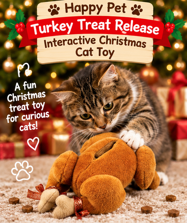 Turkey Treat Release 🦃 Interactive Christmas Cat Toy by Happy Pet