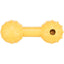 Yellow dog toy with a textured design on a white background