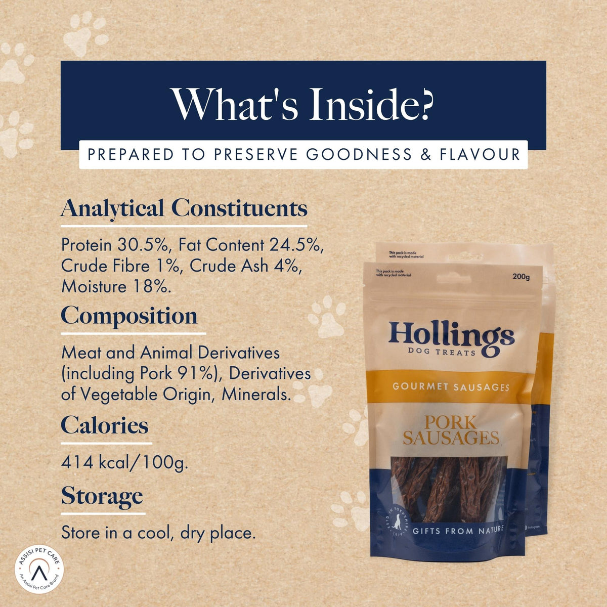 Hollings Gourmet Sausages for Dogs 🐮 Pork Natural Treats