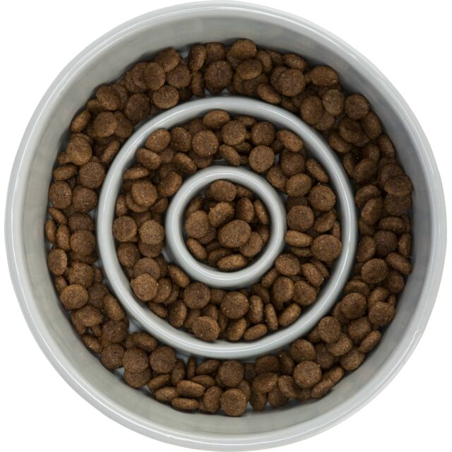 Trixie Slow Feeding Ceramic Dog Bowl Anti-Gulp Spiral Design