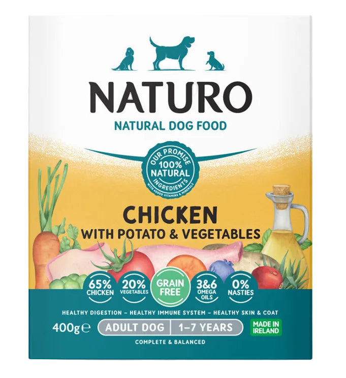Naturo Chicken with Potato & Vegetables 🐔 Grain Free Wet Dog Food Tray - 400g