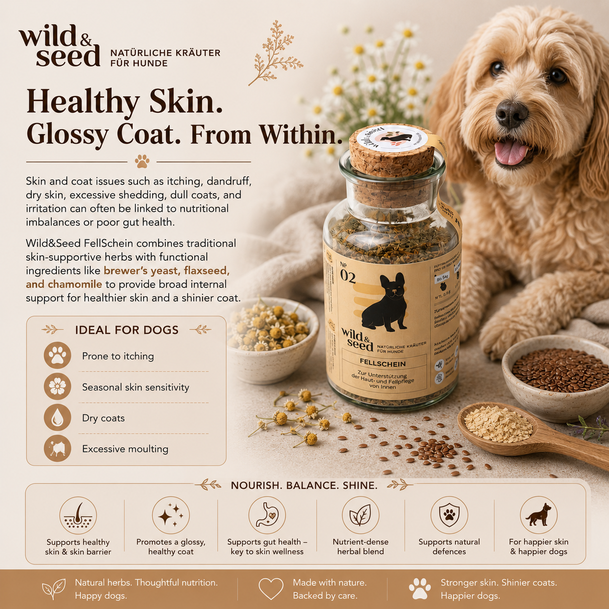 Wild&Seed Herbs No. 2 FellSchein | Natural Skin & Coat Support for Dogs